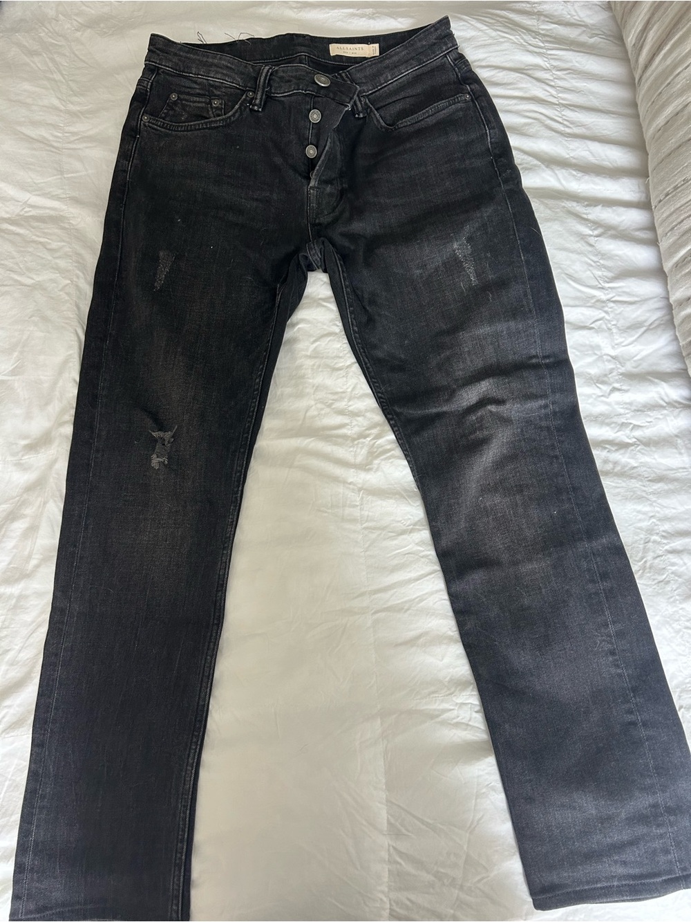 AllSaints Men’s Slim Straight Black Jeans